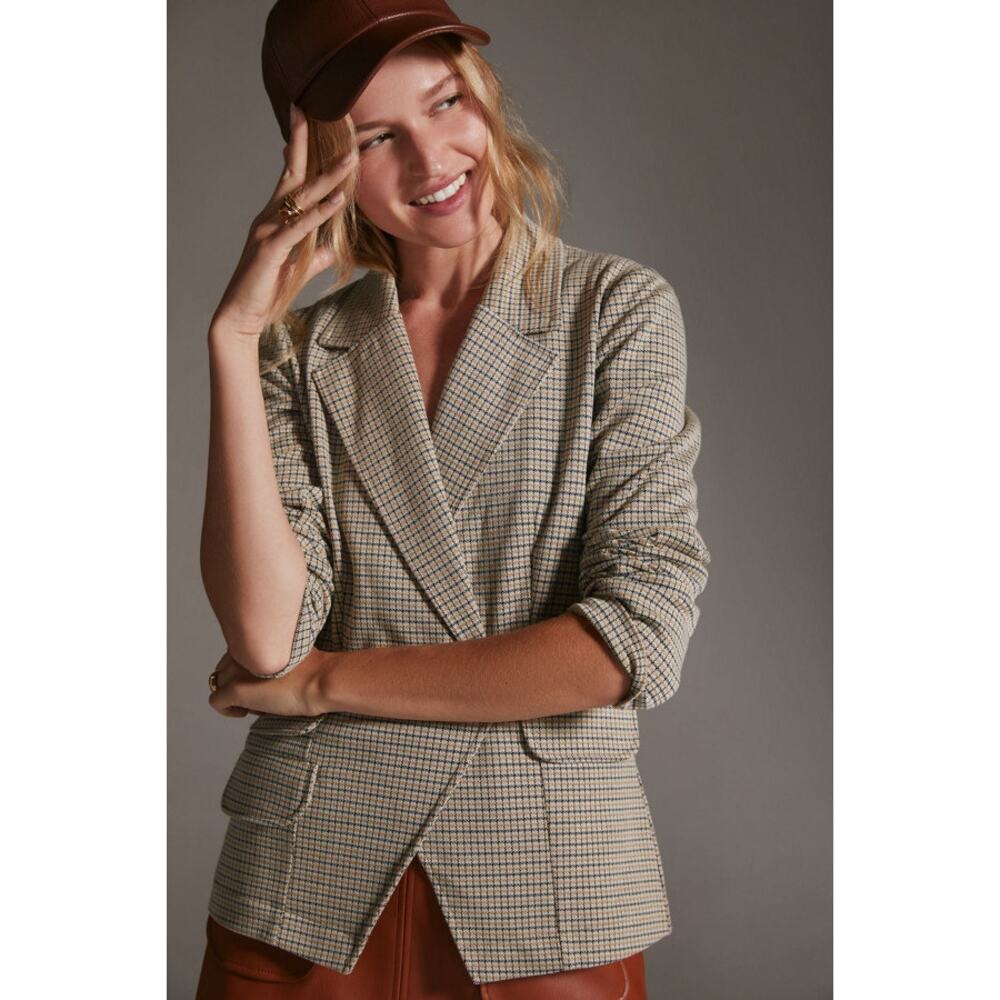 Maeve by Anthropologie Maeve Collegiate Knit Blazer Plaid